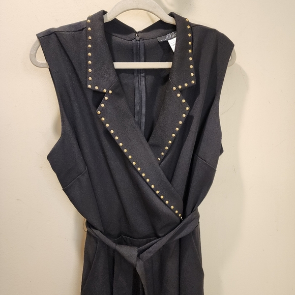 Midnight Velvet Elegant Black  Sleeveless Belted Plus Size Jumpsuit 18W - Picture 5 of 11